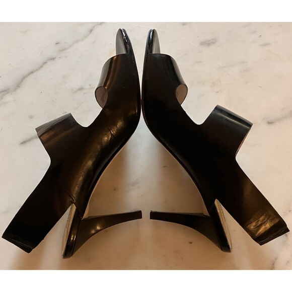 Michael Kors Shoes MK Rochelle Open Toe Black Paten Sling Back Heels Sz 6M - Picture 6 of 8